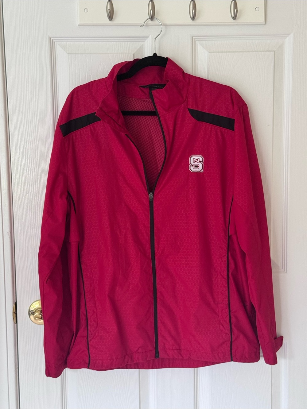 Women's Red Varsity NCSU NC STATE Zip-Front Jacket with Contrast Trim